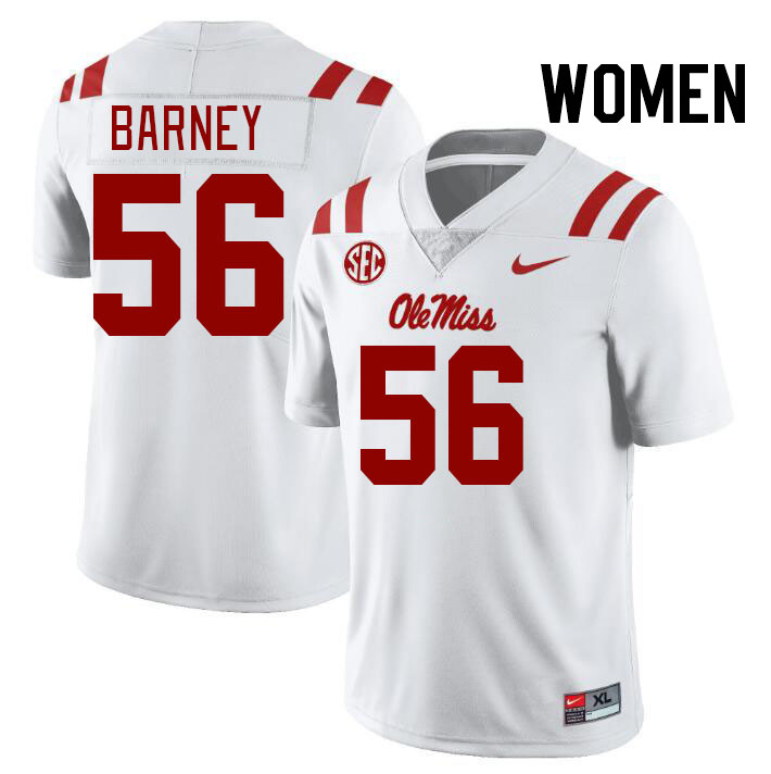 Women #56 CJ Barney Ole Miss Rebels College Football Jerseys Stitched-White